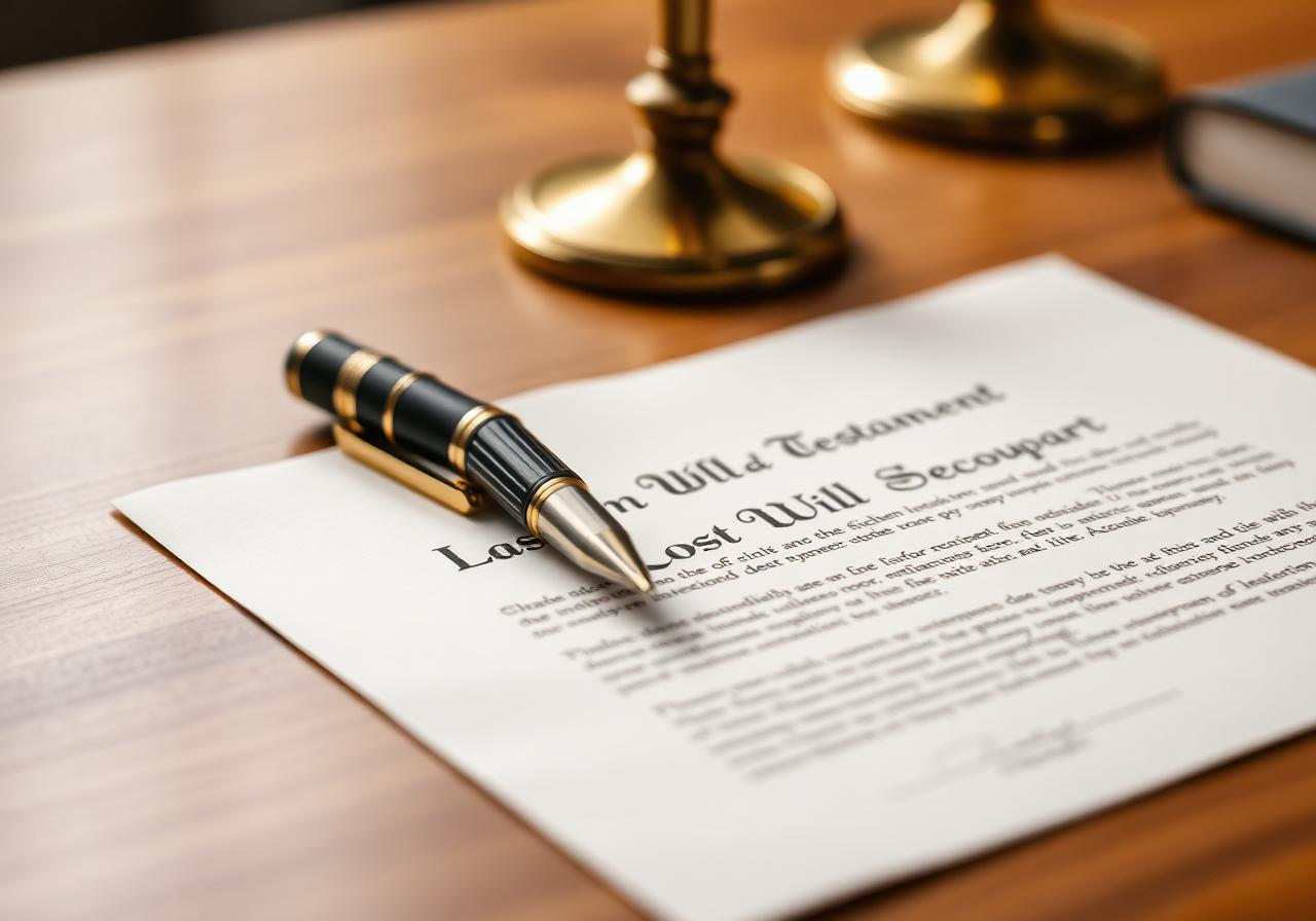 A fountain pen on a Last Will and Testament document